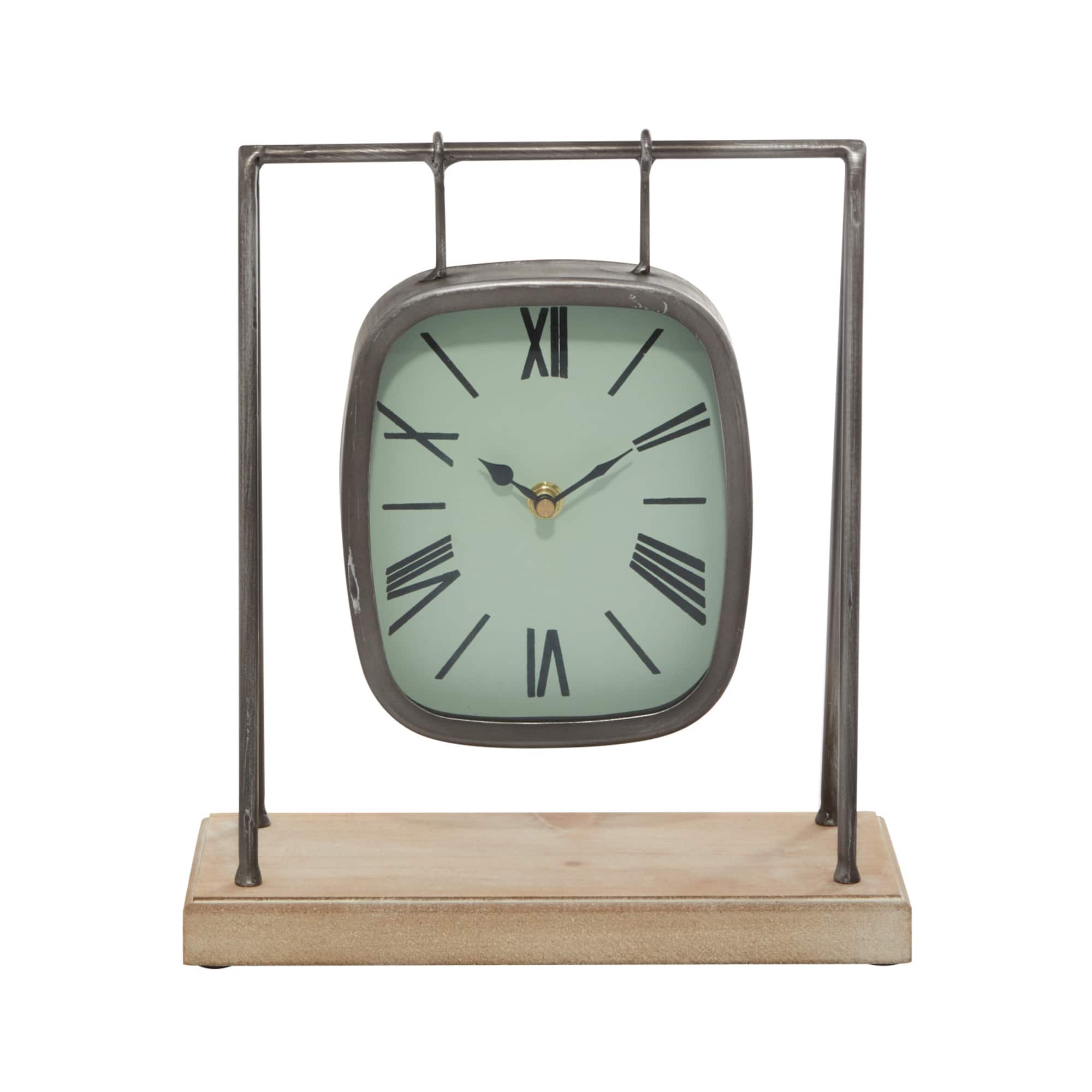 12" Gray Wood Farmhouse Swing Clock